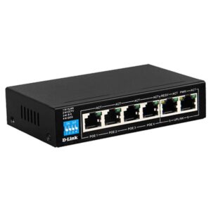 D-Link 250M 6-Port 1000Mbps Switch with 4 PoE Ports and 2 Uplink Ports – DGS-F1006P